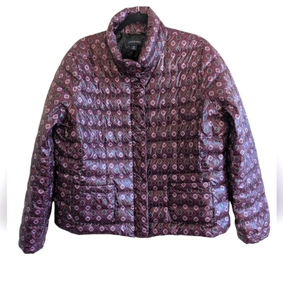 Lands' End purple patterned down jacket sz 18 - Picture 1 of 8